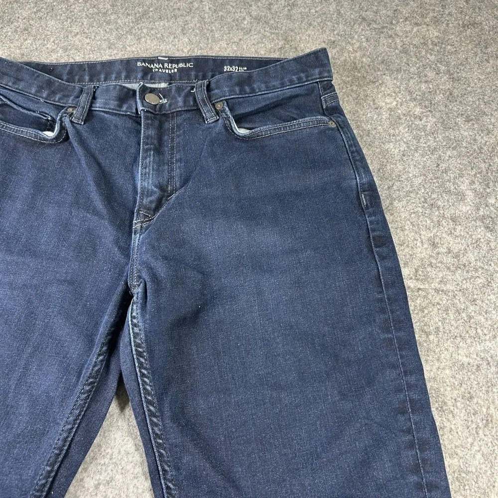 Banana Republic Traveler Jeans Mens 32X32 Slim Straight Leg Dark Wash Denim